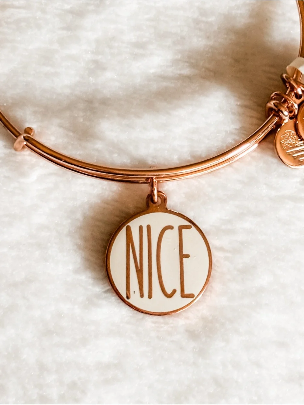 NWT! Alex and Ani Reversible Naughty Or Nice Charm Bangle Bracelet - Rose Gold